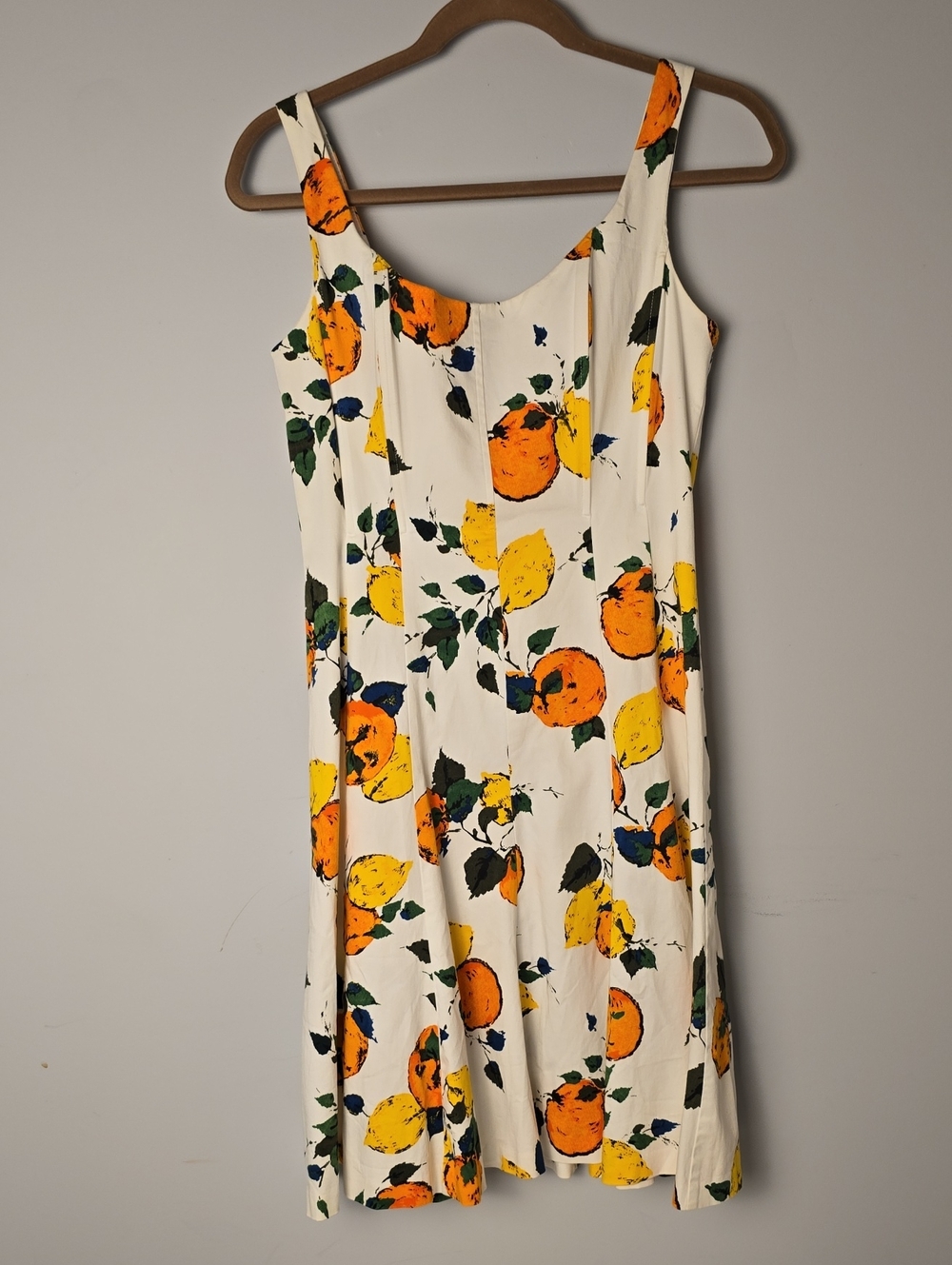 Nine West White Tank Midi Dress with Orange & Yellow Citrus Print